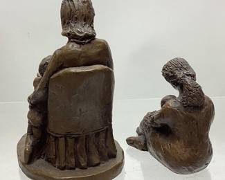 (2) BRONZE MOTHER & CHILD SCULPTURES, 1975 SILVANA DEMICHELIS, 1976 DOREEN KERN MOTHER READING TO CHILD