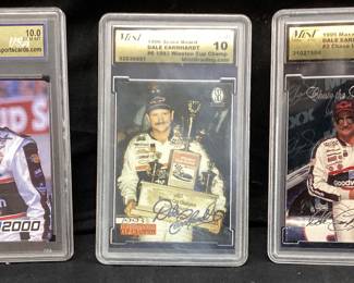 (3) GRADED GEM MT. 10 DALE EARNHARDT CARDS, 2000 #K DALE EARNHARDT SPADES, 1996 SCORE BOARD DALE EARNHARDT #6 1993 WINSTON CUP CHAMP, 1995 MAXX DALE EARNHARDT #2 CHASE THE CHAMPION