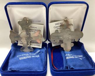 2) REED AND BARTON STERLING CHRISTMAS CROSSES Ltd. Edition Sterling Silver 2001, 2002. Total weight 33.82 grams