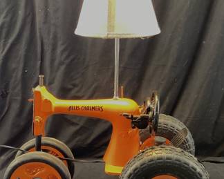 Vtg. Sewing machine Allis Chalmers lamp Great Functional re purposed Antique. No shipping PICKUP only.
