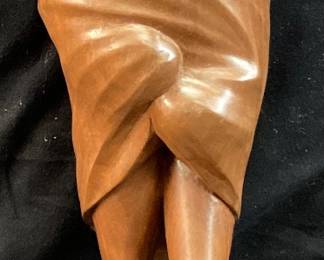 HAND CARVED WOOD MOTHER & CHILD SCULPTURE, 18in H