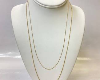 2) 14k GOLD NECKLACES 2.91 grams One necklace needs new clasp