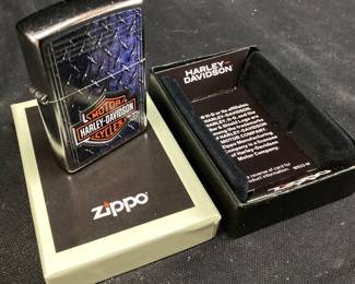 ZIPPO HARLEY-DAVIDSON BRUSHED CHROME LIGHTER UNFIRED WITH THE BOX
