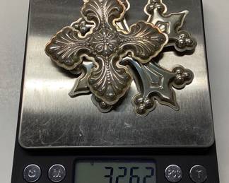 2) REED AND BARTON STERLING CHRISTMAS CROSSES Ltd. Edition Sterling Silver 1995, 1998. Total weight 32.62 grams
