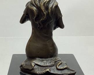 VTG. MILO (MIGUEL FERNANDO LOPEZ) BRONZE MOTHER & CHILD SCULPTURE , 4in