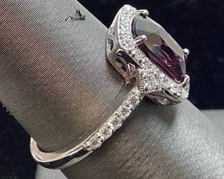 PLATINUM SPINEL & DIAMOND RING, SIZE 7.25, G.I.A. CERTIFIED UNHEATED SPINEL, 2.74ct SPINEL, 0.46cts DIAMONDS, 5.3g TOTAL WEIGHT, AIGL APPRAISAL $12,752.00