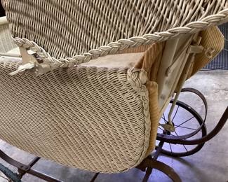 ANTIQUE VICTORIAN WICKER BABY CARRIAGE