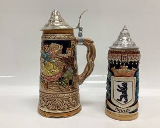 ORIGINAL KING BERLIN BEER STEIN AND MUSICAL CERAMIC BEER STEIN