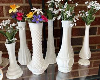 Milk glass vases
