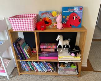 Kids books and bookcase