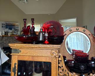 Huge ruby red glass collection 