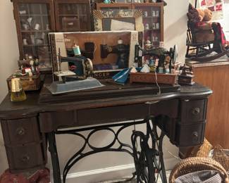Antique sewing machine and thimble collection 