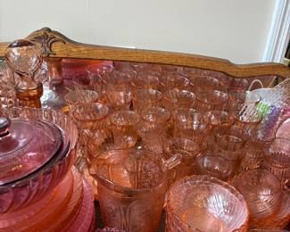 Vintage pink glassware 