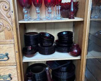 Ruby red glass and Avon red glass