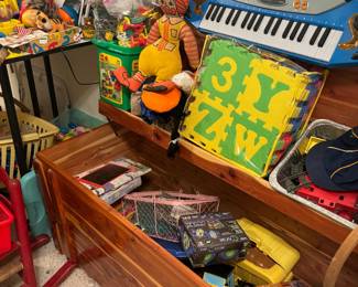 Vintage toys and cedar chest