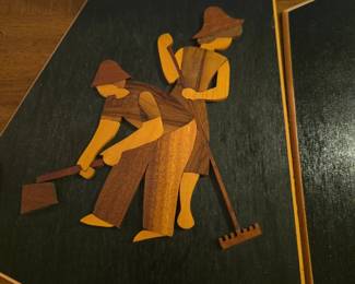 Olive wood art set one of three 