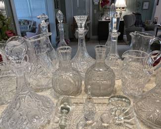 Pressed & cut glass decanters 