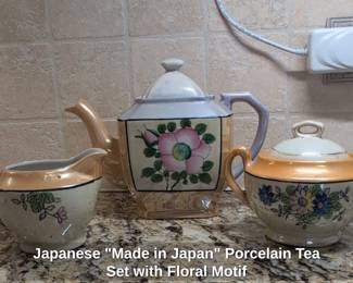 Japanese Made in Japan Porcelain Tea Set with Floral Motif second image