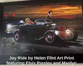 Joy Ride by Helen Flint Art Print featuring Elvis Presley and Marilyn Monroe