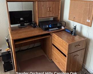 Sauder Orchard Hills Carolina Oak Computer Desk with Hutch