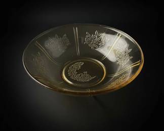 Federal Glass Sharon Amber Cabbage Rose Serving Bowl