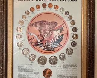 Framed Collection of United States th Century Coins and Medal