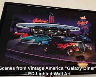 Scenes from Vintage America Galaxy Diner LED Lighted Wall Art
