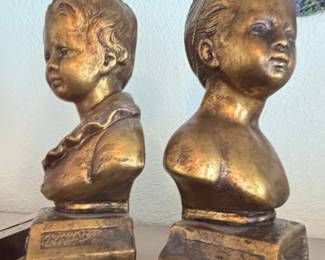 Pair of Bronze Boy and Girl Busts