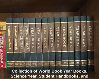 Collection of World Book Year Books, Science Year, Student Handbooks, and World Almanac