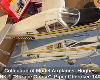 Collection of Model Airplanes Hughes HK Spruce Goose, Piper Cherokee Guillows, P Peashooter third image