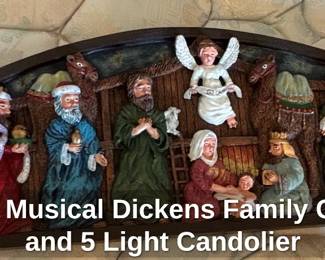 Lighted Musical Dickens Family Carolers and Light Candolier third image