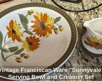 Vintage Franciscan Ware Sunnyvale Serving Bowl and Creamer Set