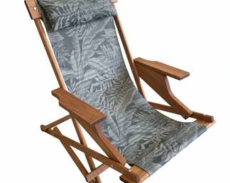 Tommy Bahama Wood Sling Chair with Tropical Leaf Pattern Fabric