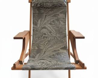 Tommy Bahama Wood Sling Chair with Tropical Leaf Pattern Fabric second image