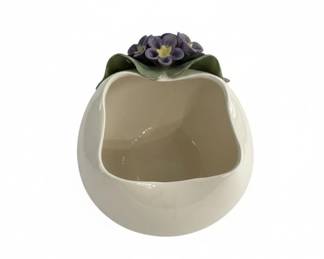 Ceramic Planter with Applied Violets and Leaves second image