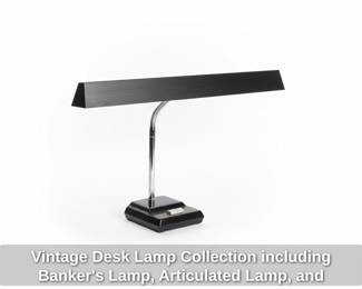 Vintage Desk Lamp Collection including Bankers Lamp, Articulated Lamp, and Gooseneck Lamp second image