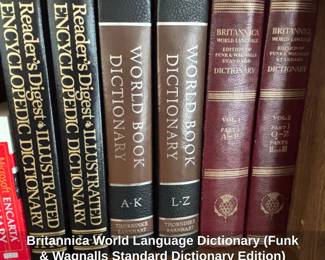 Britannica World Language Dictionary Funk Wagnalls Standard Dictionary Edition