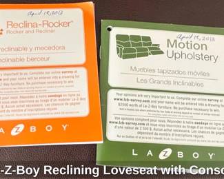 LaZBoy Reclining Loveseat with Console second image