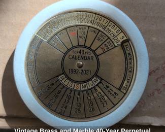 Vintage Brass and Marble Year Perpetual Calendar
