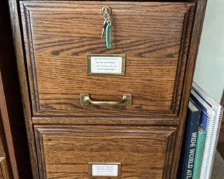 Vintage Oak TwoDrawer Filing Cabinet with Label Holders