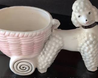 Lefton Ceramic Poodle Planter with Basket second image
