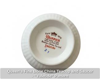 Queens Fine Bone China Teacup and Saucer Yuletide Pattern second image