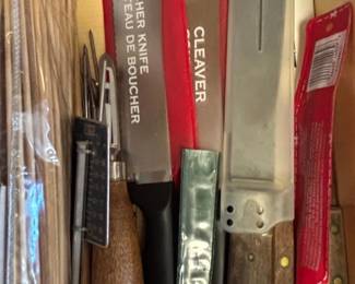 Diamond Cut Butcher Knife and Cleaver Set