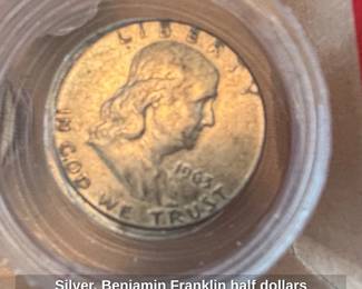 Silver, Benjamin Franklin half dollars