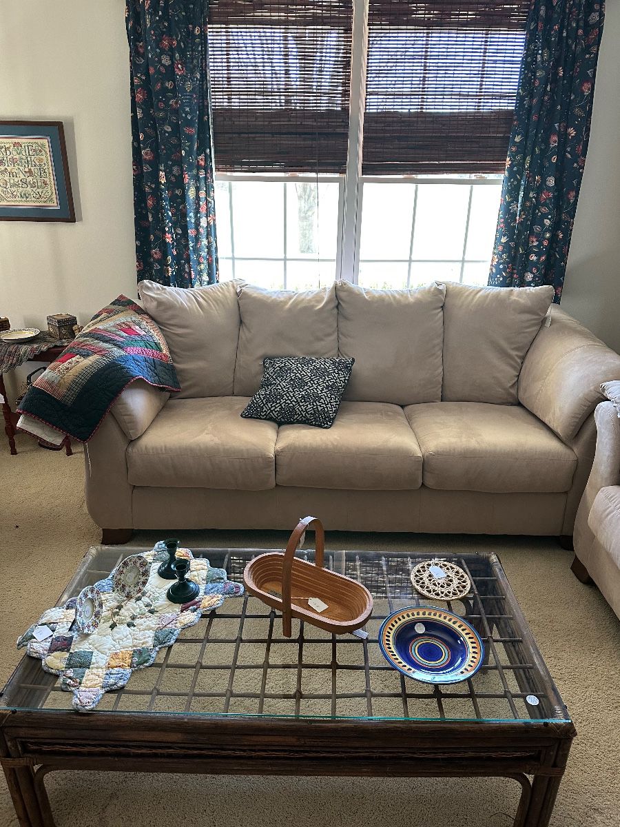 Lovely New couch/Bamboo coffee table