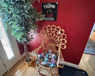 Beautiful wicker chair/artificial tree