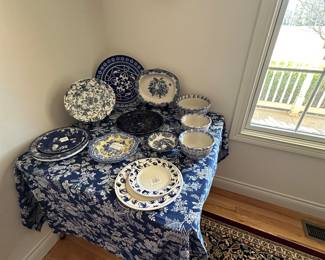 Display of blue and white China