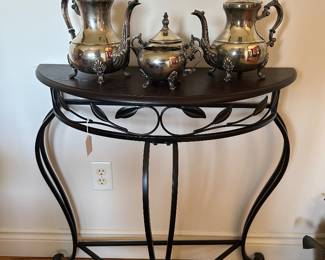 Table with Vintage Silverplate Tea Set
