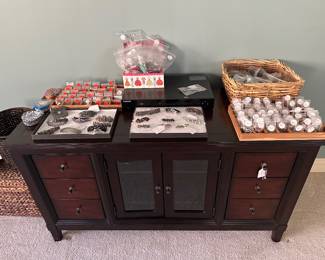 TV stand, and a selection of beautiful jewelry