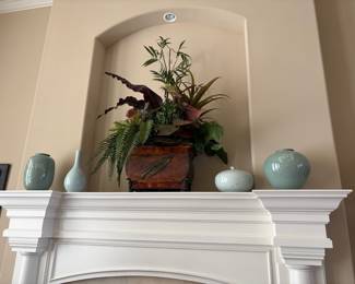 Vases, faux plants